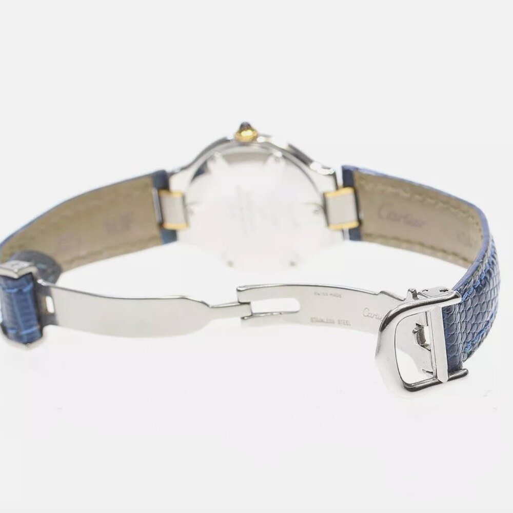 RARE Cartier Ladies Blue Leather Must De Watch - Picture 4 of 5
